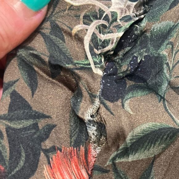 Momoni Midi Dress Long Sleeve Silk Blend Floral Print Tan Multicolor Size 40 - Picture 7 of 10